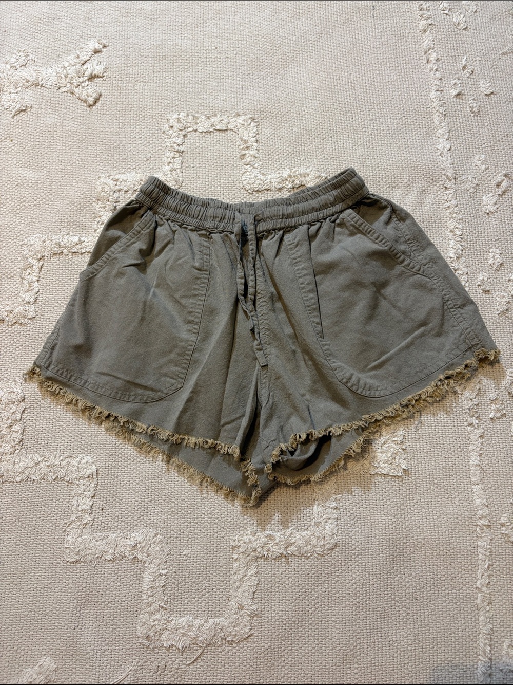 Earthbound Greenish Tan Linen Shorts